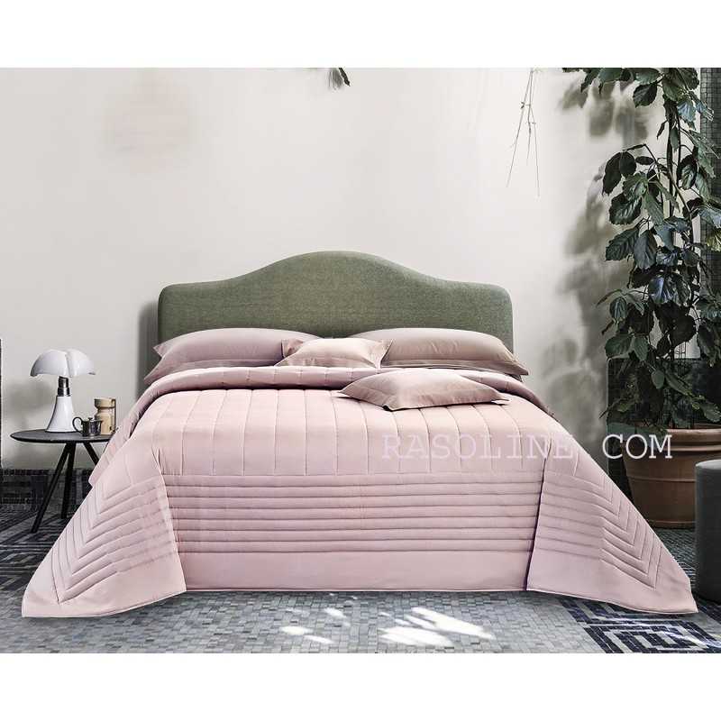 Couvre-lit double matelassé en Pur Coton Satin Rose Quilt VENERE
