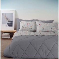 Completo letto matrimoniale Portulaca grigio lontano