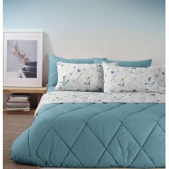 Completo letto matrimoniale Portulaca turchese lontano