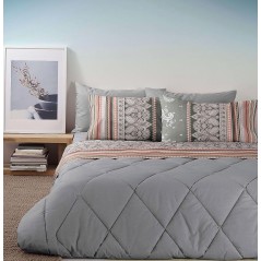 Completo letto matrimoniale Ethnic Grigio Lontano