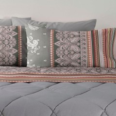 Completo letto matrimoniale Ethnic Grigio Vicino