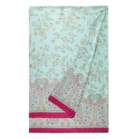 Telo Arredo Copridivano Copriletto Indian Roses Turchese 180x270cm Granfoulard Bassetti Intero