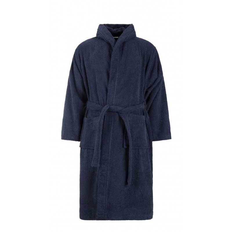 Maison Sucrée Bademantel Pepe Navy Blau mit Kapuze und Taschen Unisex