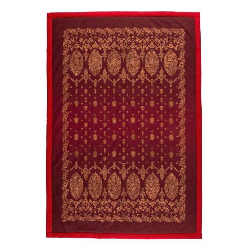 Granfoulard Bassetti Morbido Plaid Imbottito Gold Decor Bordeaux