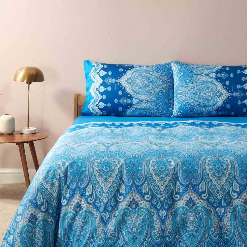 Juego Funda Nordica Isolabella Azul Satén de algodón GRANFOULARD BASSETTI