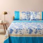 PARURE de drap Couvre-Lit Ibiscus Tattoo Bleu Granfoulard Bassetti