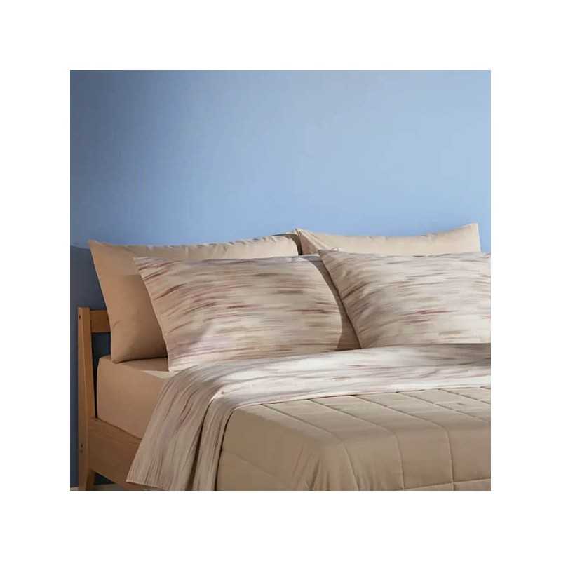 Completo Lenzuola Matrimoniale Upright Beige 6 pezzi Bassetti
