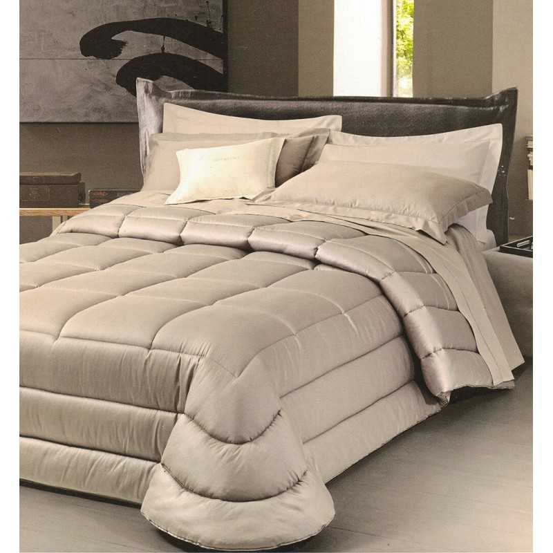 Trapunta Invernale Matrimoniale Tortora Beige Raso di Cotone Piumone Ines Gff