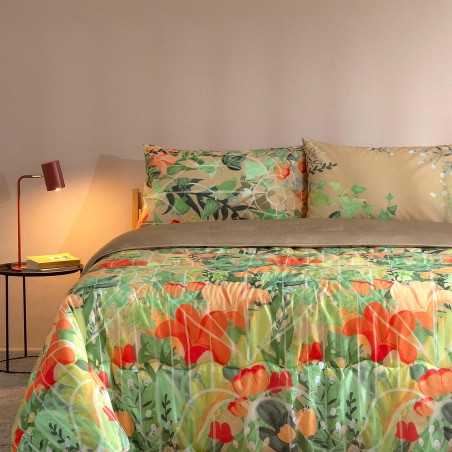 Couette d'hiver double Flower Gate en coton Beige Bassetti