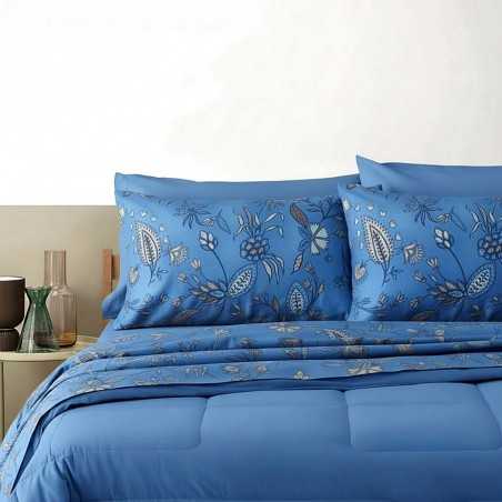 Completo Lenzuola Matrimoniale Sikar blu Bassetti
